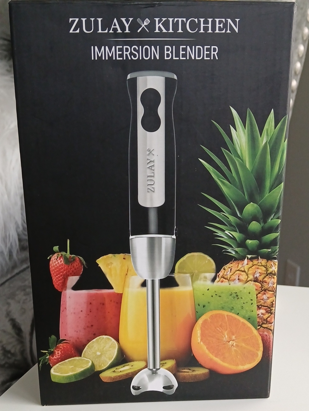 NEW Zulay Kitchen Stainless Steel Immersion Hand Blender Stick Mixer Black